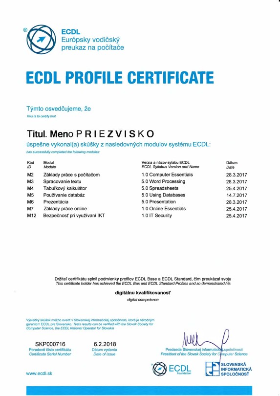 ECDL Certifikát